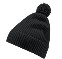 Falke knitted hat (pom-pom) Pure - cashmere, pom-pom - black - 1 piece